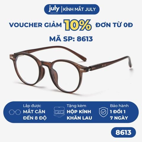 Gọng kính cận nam nữ dáng tròn nhựa cao cấp lõi kim loại unisex hợp nhiều dáng mặt 8613