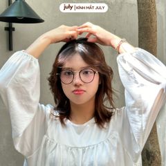 Gọng kính cận nữ mắt tròn kim loại phối nhựa phong cách trẻ trung dễ đeo hợp nhiều dáng mặt 8607