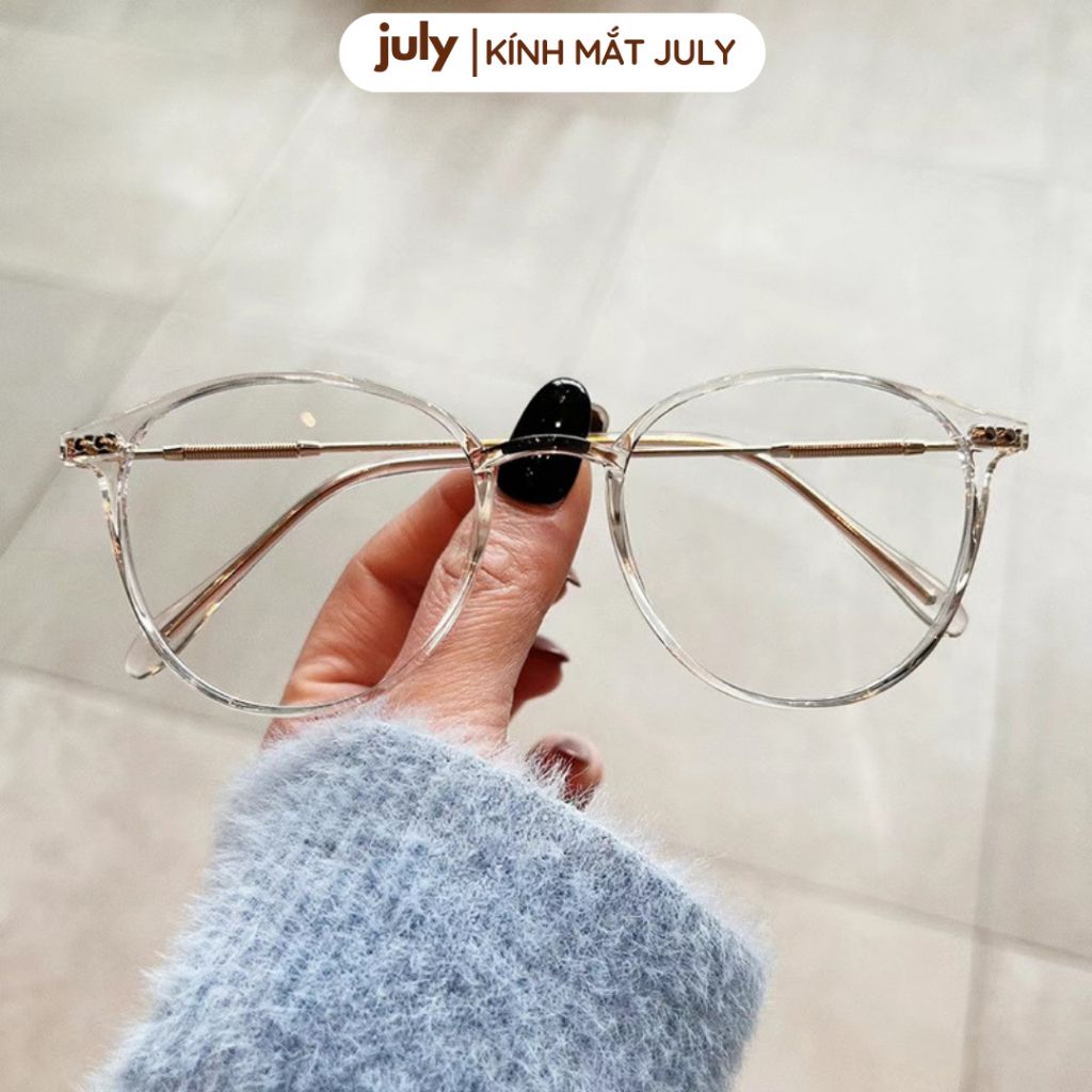 Gọng kính cận nữ mắt tròn kính Khánh Vy kim loại phong cách Hàn Quốc dễ đeo hợp nhiều dáng mặt 8612