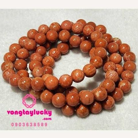 Vòng tay đá san hô đỏ hóa thạch thiên nhiên
