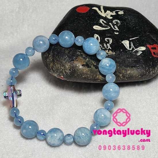 Chuỗi mân côi đá aquamarine