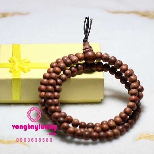 chuỗi 108 hạt, vòng tay gỗ cẩm lai, gỗ cẩm lai quấn 3 vòng, chuỗi quấn tay 3 vòng, vòng tay Phật giáo, chuỗi cẩm lai tự nhiên