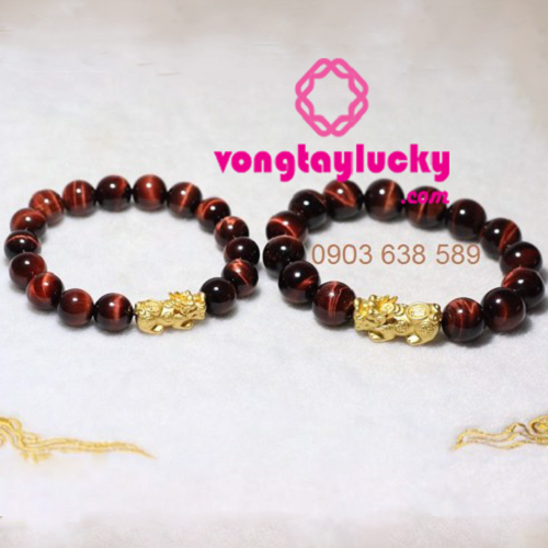 đá thiên nhiên, vòng tay đá mắt hổ đỏ, vòng tay tỳ hưu bạc Thái, vòng tay mắt hổ, vòng tay phong thủy mắt hổ nâu đỏ 10li, vòng tay phong thủy, vòng cặp
