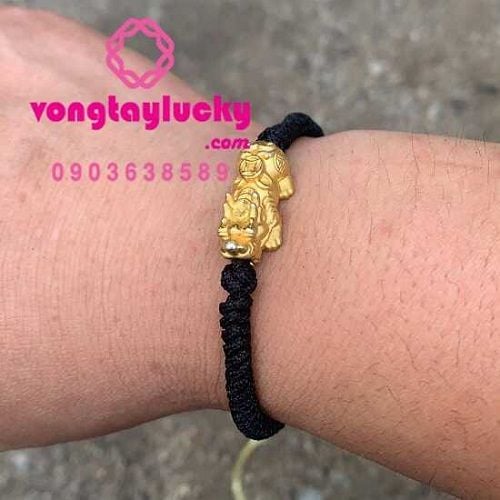 Vòng tay chỉ mix charm bạc Thái xi vàng, bi bạc cặp đôi