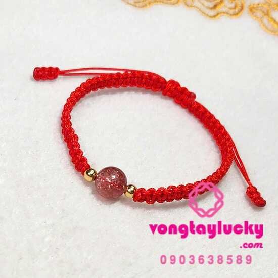 Vòng tay hồ ly 9 đuôi ruby hồng mix đá thạch anh dâu tây thiên nhiên