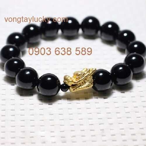 Vòng tay đầu rồng bạc, vòng tay mã não đen, vòng tay đá phong thủy,