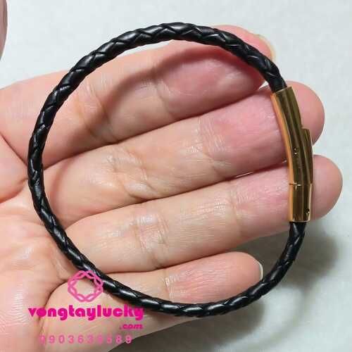 Vòng tay dây da màu đen 3li -5li