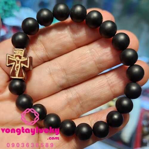 Chuỗi mân côi đá núi lửa đen mờ
