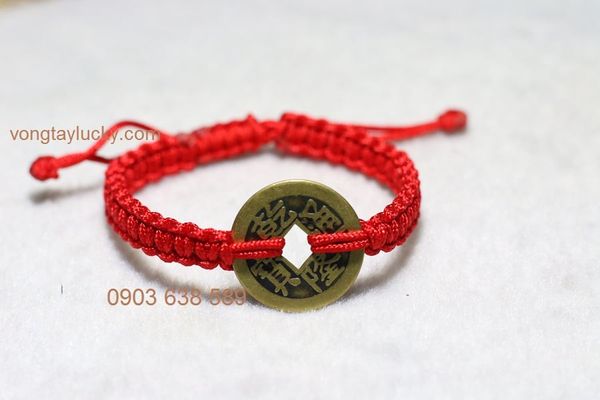 Vòng tay đồng xu cổ tết dây