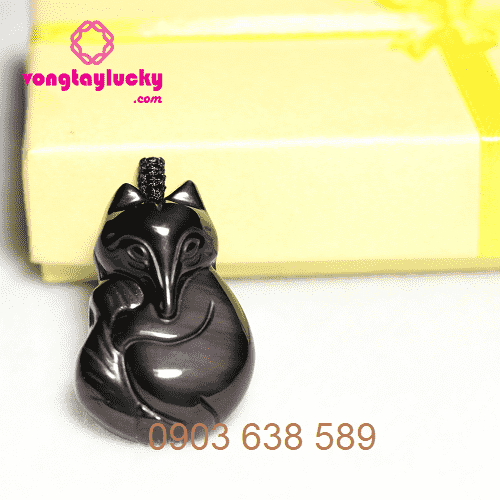 hồ ly đá núi lửa obsidian, mặt dây chuyền cho Nam, dây cổ hồ ly, hồ ly cầu duyên, hồ ly mệnh thủy, hồ ly mệnh mộc, hồ ly đá thiên nhiên