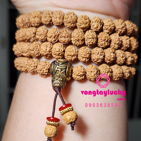 chuỗi 108 hạt, bồ đề kim cang, bồ đề kim cang tây tạng, chuỗi 108 quấn tay 4 vòng, chuỗi niệm phật, pháp khí mật tông, chuỗi Rudraksha