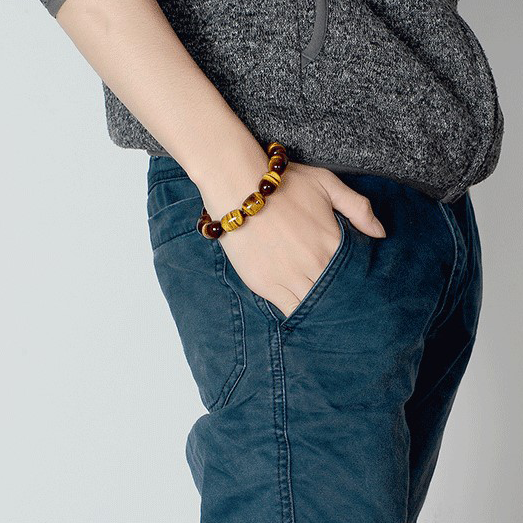 Vòng tay đá mắt hổ lu thống vàng nâu tự nhiên Vip size lớn và nhỏ