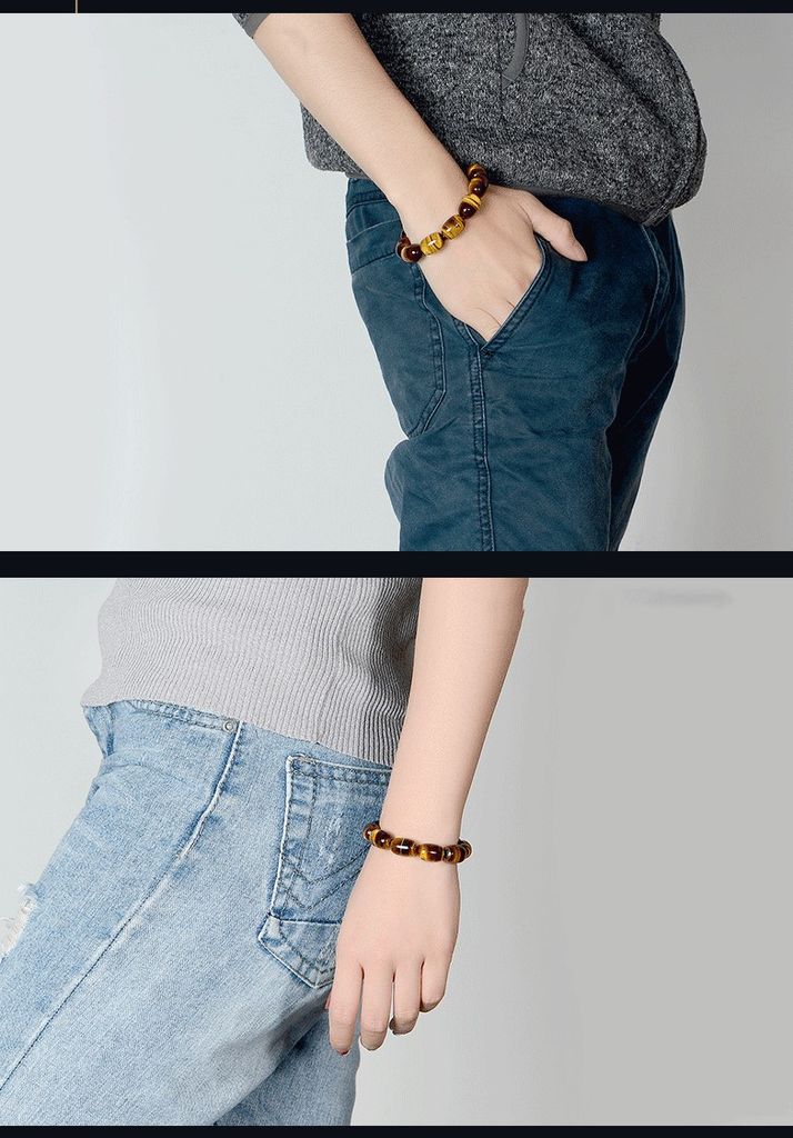 Vòng tay đá mắt hổ lu thống vàng nâu tự nhiên Vip size lớn và nhỏ