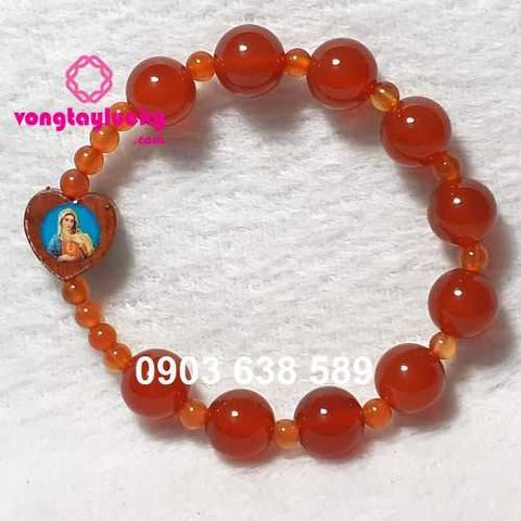 chuỗi mân côi đá mã não đỏ, vòng tay công giáo, trang sức công giáo, vòng tay mệnh hỏa, vòng tay mệnh thổ