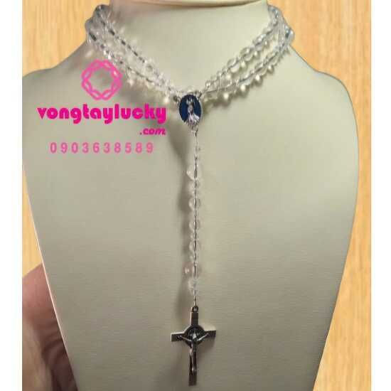chuỗi mân côi mệnh kim, chuỗi mân côi 50 kinh, chuỗi mân côi đeo cổ, trang sức công giáo, thánh giá trừ tà, thánh giá benedicto,thánh giá Ý