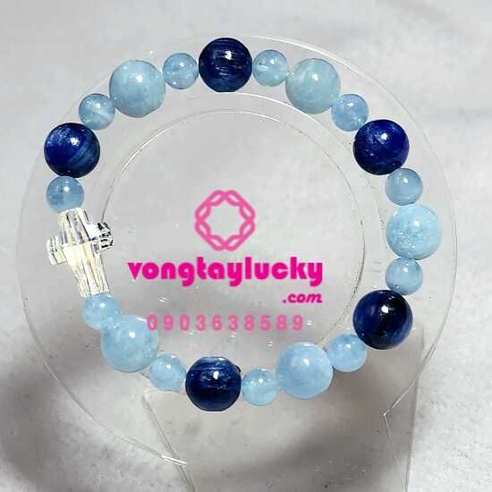 Chuỗi mân côi đá aquamarine