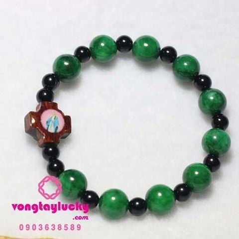 chuỗi mân côi cẩm thạch sơn thủy, chuỗi mân côi cẩm thạch, chuỗi mân côi mệnh mộc, chuỗi mân côi mệnh hỏa, vòng tay công giáo, trang sức công giáo