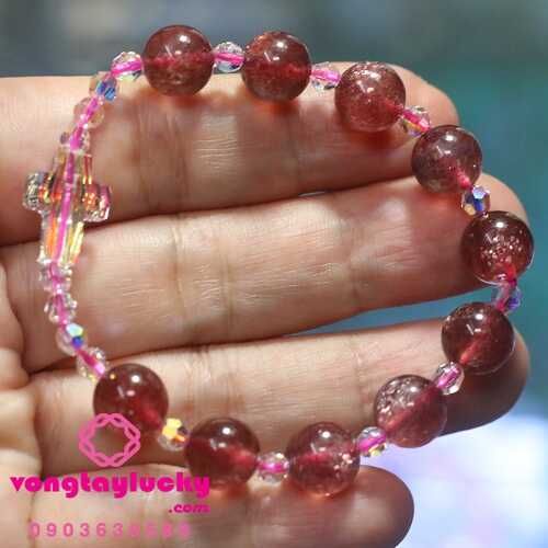 Chuỗi mân côi thạch anh dâu tây