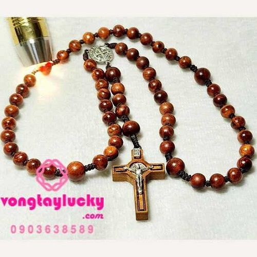 chuỗi mân côi gỗ huyết long, gỗ huyết long nu, chuỗi hạt phong thủy, chuỗi 50kinh, chuỗi mân côi, dây cổ thánh giá