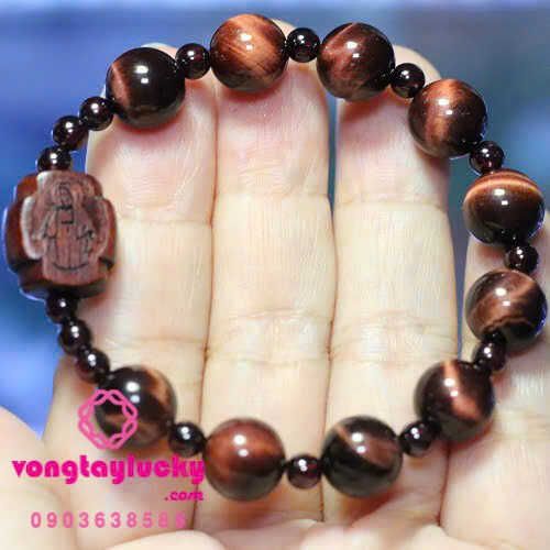 Chuỗi mân côi đá mắt hổ đỏ đẹp các size từ 10li -14li