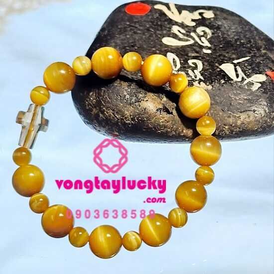 vòng tay đá mắt hổ, chuỗi mân côi đá mắt hổ, vòng tay phong thủy, vòng tay công giáo, vòng tay mệnh kim