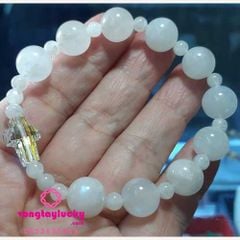 vòng tay công giáo, chuỗi mân côi, chuỗi mân côi mệnh kim, đá mặt trăng, đá moonstone, đá phong thủy