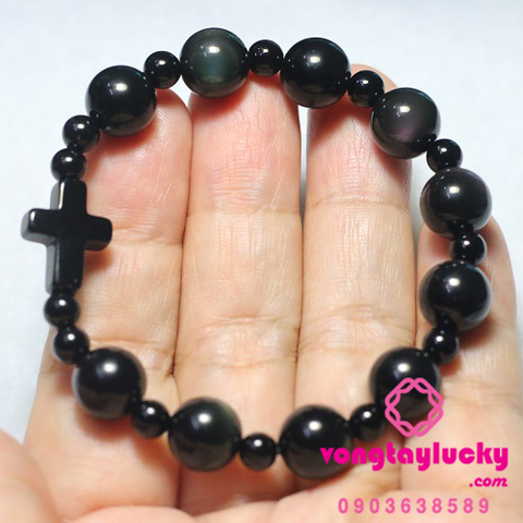 chuỗi mân côi, vòng tay công giáo, trang sức công giáo, chuỗi 10 hạt, chuỗi mân côi đá phong thủy, chuỗi mân côi mệnh thủy, chuỗi mân côi mệnh mộc, vòng tay thánh giá, đá núi lửa obsidian thiên nhiên