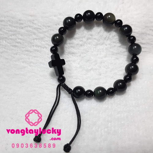Chuỗi mân côi đá núi lửa obsidian 8li-10li-12li-14li các kiểu