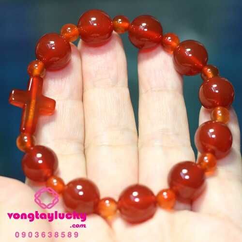 chuỗi mân côi đá mã não đỏ, vòng tay công giáo, trang sức công giáo, vòng tay mệnh hỏa, vòng tay mệnh thổ