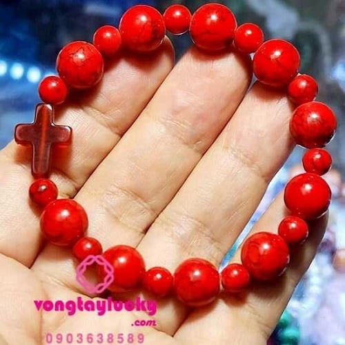 Chuỗi mân côi san hô đỏ 10li và 12li thán giá đá