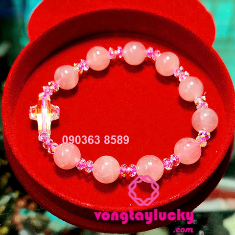 vòng tay thạch anh hồng có tác dụng gì,Vòng tay công giáo, chuỗi mân côi, chuỗi mân côi thạch anh hồng, vòng tay mệnh hỏa