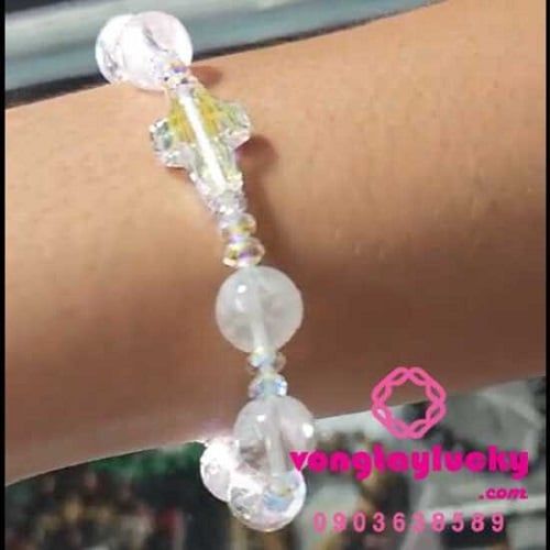 vòng tay nữ, vòng tay đá thạch anh, thạch anh thiên nhiên, trang sức công giáo, chuỗi mân côi đẹp, chuỗi mân côi mệnh kim