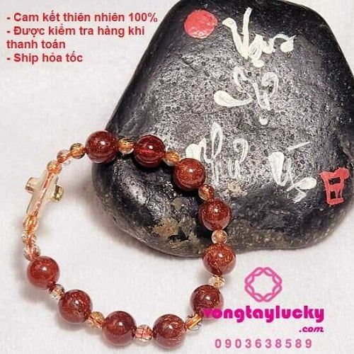 Chuỗi mân côi thạch anh tóc đỏ