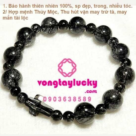 Chuỗi mân côi thạch anh tóc đen vip 10.7 li xen 5.5li Vip 5A hàng hiếm