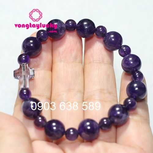 tràng hạt mân côi, chuỗi hạt mân côi, vòng tay mân côi đá thạch anh, chuỗi mân côi thạch anh tím, vòng tay công giáo, vòng tay trừ tà