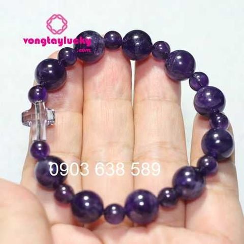 tràng hạt mân côi, chuỗi hạt mân côi, vòng tay mân côi đá thạch anh, chuỗi mân côi thạch anh tím, vòng tay công giáo, vòng tay trừ tà