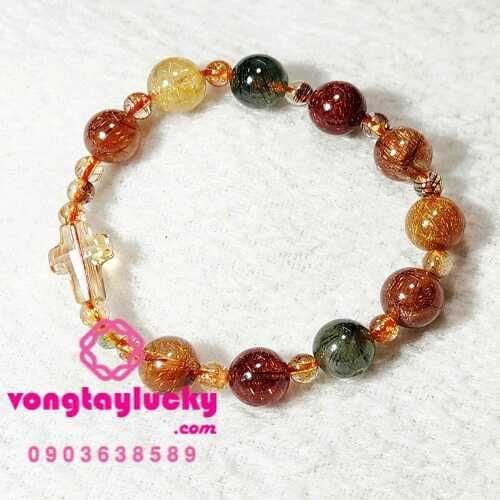 Chuỗi mân côi thạch anh tóc tam tài 8.5 hợp tất cả các mệnh