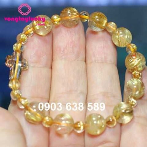 Chuỗi mân côi thạch anh tóc vàng Vip 6A