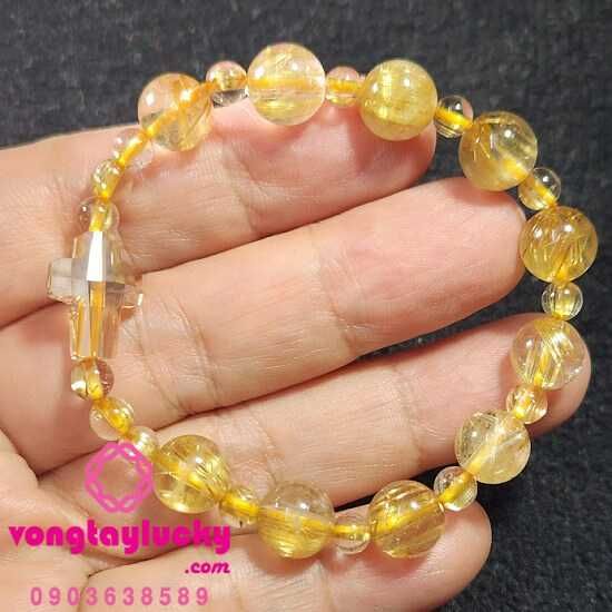 Chuỗi mân côi thạch anh tóc vàng Vip 6A