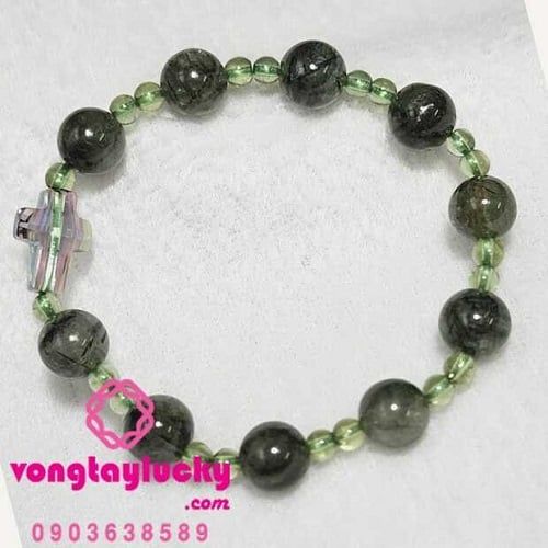 thạch anh tóc xanh, vòng tay công giáo, chuỗi mân côi, tàng hạt mân côi đeo tay, chuỗi mân côi mệnh hoả, quà tặng mẹ, quà tăng 8/3, vòng tay đẹp, chuỗi mân côi mệnh mộc, vòng tay đá thạch anh