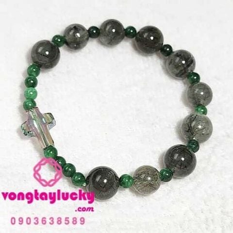 Chuỗi mân côi thạch anh tóc xanh