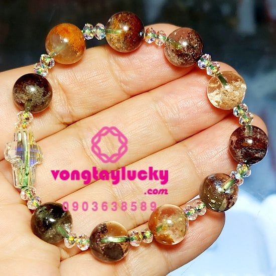 chuỗi mân côi, vòng tay công giáo, vòng tay đá thạch anh ưu linh, chuỗi mân côi thạch anh ưu linh ngũ sắc, chuỗi mân côi 10 hạt