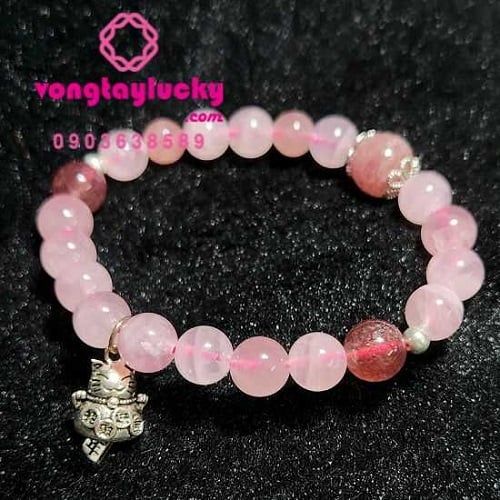 lắc tay phong thủy, thạch anh hồng giá tốt,vòng tay phong thủy vòng tay vòng tay tài lộc vòng tay đẹp vòng tay mèo may mắn, vòng tay mèo nhật bản