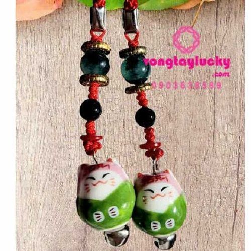 Dây treo điện thoại mèo may mắn cặp đôi