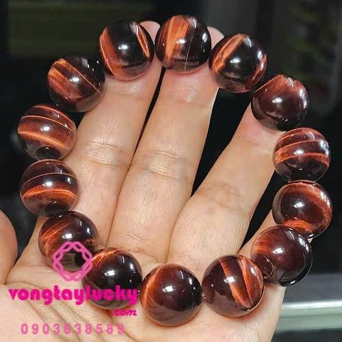 Vòng tay đá mắt hổ đỏ các size từ 8li - 14li thiên nhiên Vip 5A