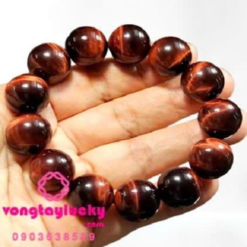 Vòng tay đá mắt hổ đỏ các size từ 8li - 14li thiên nhiên Vip 5A