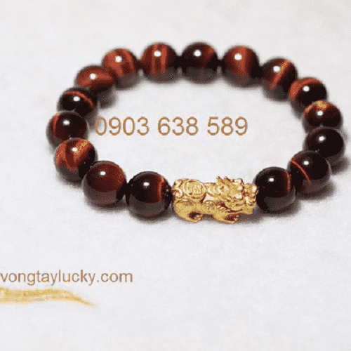 vòng tay đá mắt hổ đỏ, vòng tay tỳ hưu bạc Thái, vòng tay mắt hổ, vòng tay phong thủy mắt hổ nâu đỏ 10li, vòng tay phong thủy