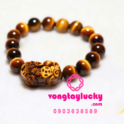 vòng tay tỳ hưu đá mắt hổ vàng nâu vòng tay tỳ hưu đá phong thủy cho nam vòng tay tài lộc vòng tay nam vòng tay mệnh thổ vòng tay tỳ hưu sales sốc