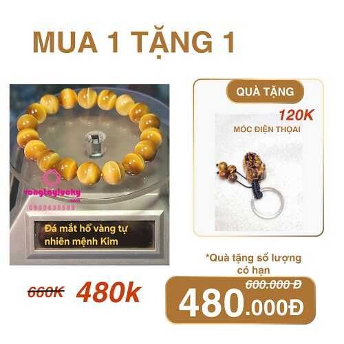 Vòng tay đá mắt hổ 10li vàng tươi Brazil hạng 5A, đá thiên nhiên chất lượng cao 10li: