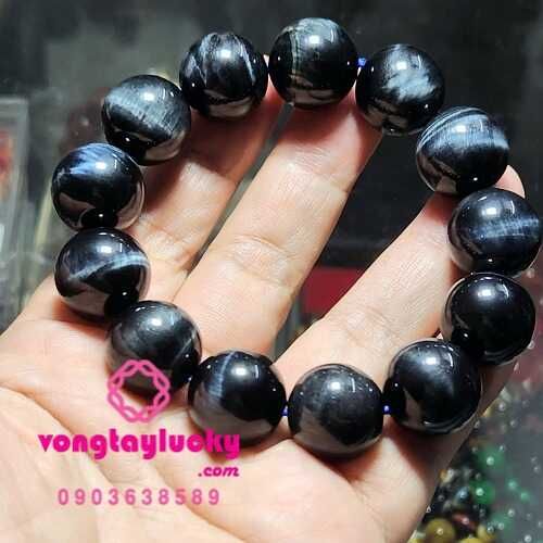 đá mắt hổ xanh đen, vòng tay mệnh thủy, vòng tay đá tự nhiên, vòng tay đá mắt hổ xanh đen 16li, vòng tay nam, vòng tay quý ông, vòng tay lịch lãm, quà tặng phái mạnh, vòng tay Nam
